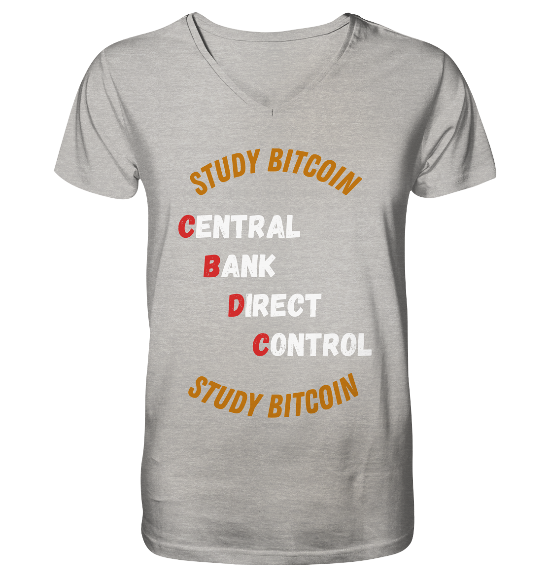 CENTRAL BANK DIRECT CONTROL - STUDY BITCOIN - Mens Organic V-Neck Shirt