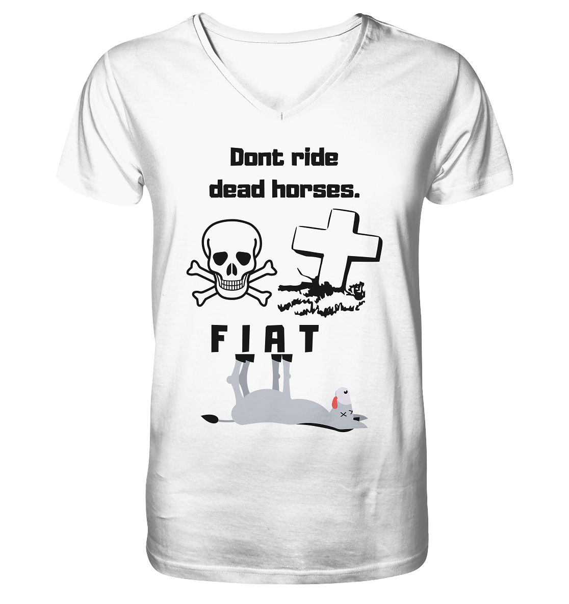 DON`T RIDE DEAD HORSES - FIAT (Grabstein, Totenkopf, Esel) - Mens Organic V-Neck Shirt