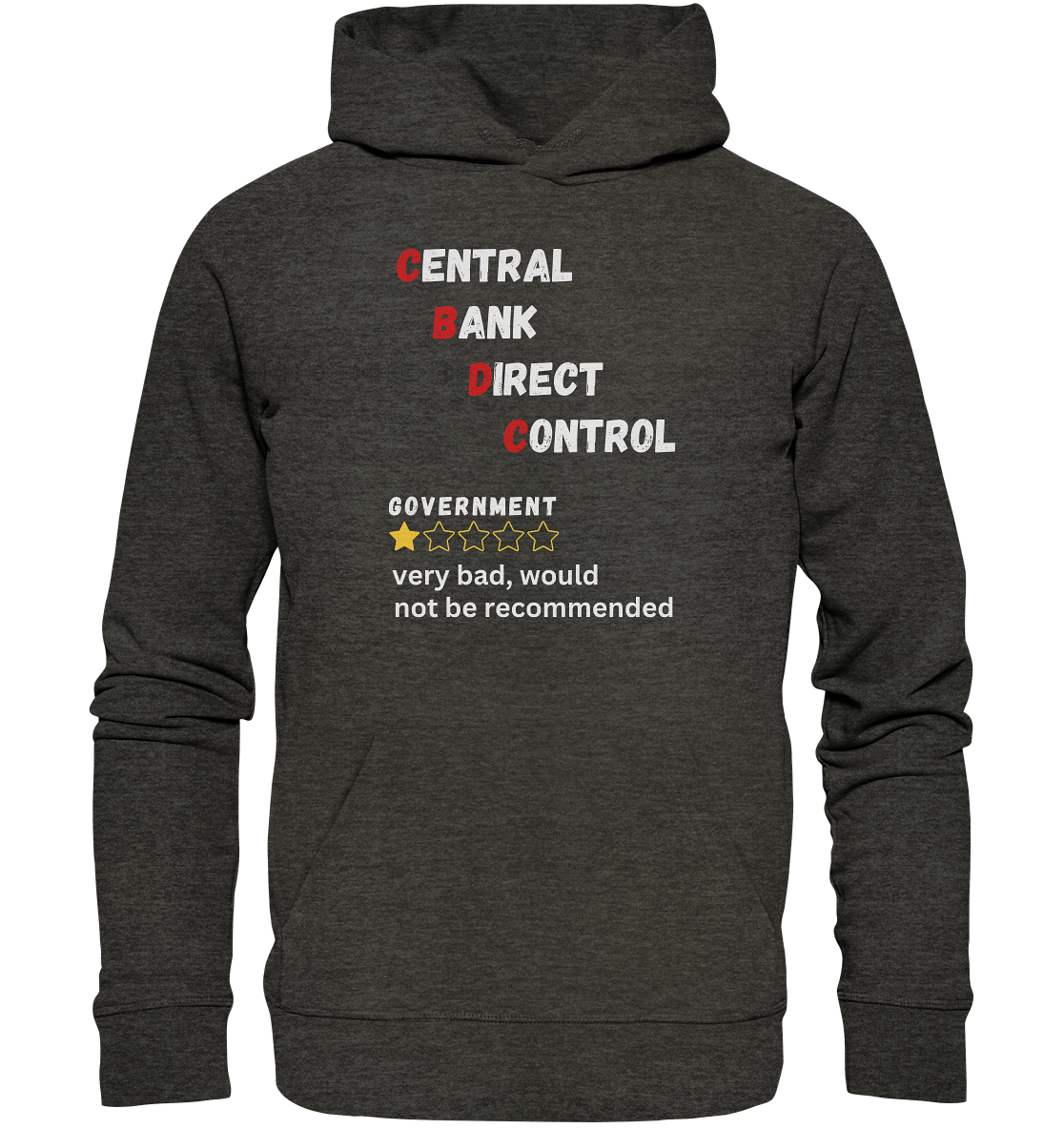 CENTRAL BANK DIRECT CONTROL - GOVERNMENT...not be recommended - STUDY BITCOIN - Organic Basic Hoodie