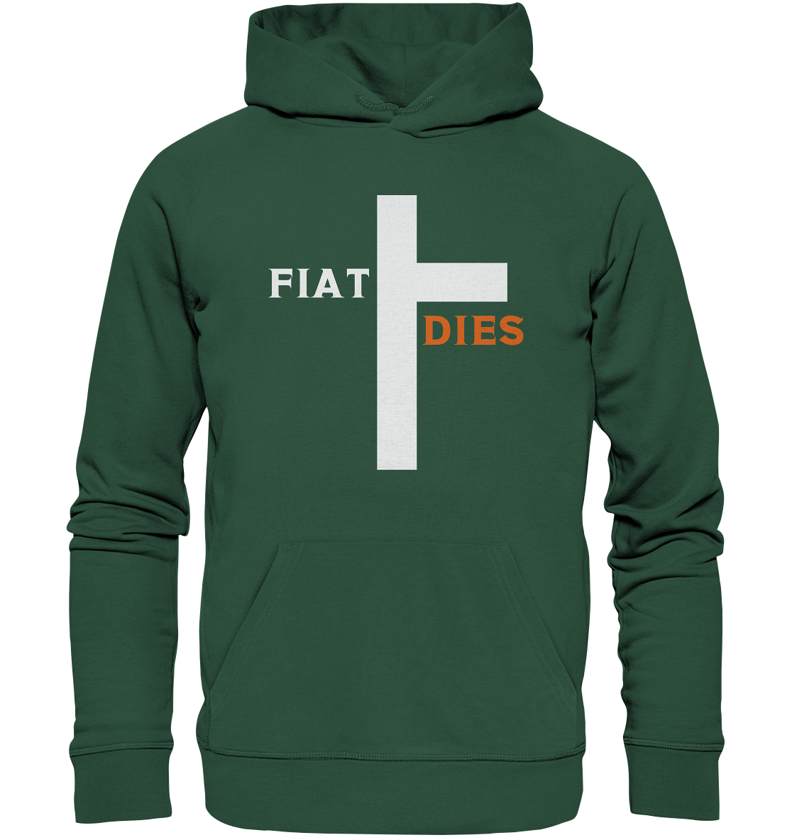 FIAT DIES (Version: "FIAT" in weiss, "DIES" in orange) - Organic Basic Hoodie