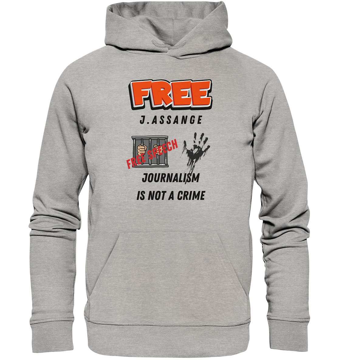 FREE J.ASSANGE - JOURNALISM IS NOT A CRIME, FREE SPEECH (2 GRAFIKEN) - Organic Basic Hoodie