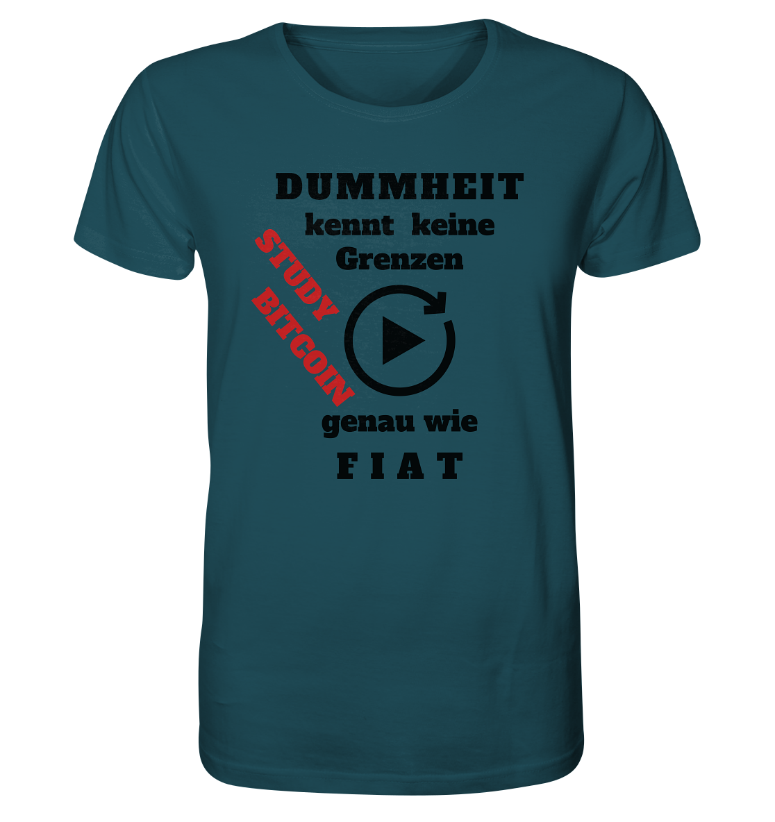 DUMMHEIT kennt keine Grenzen - genau wie FIAT - STUDY BITCOIN (schräg, rot) - Organic Shirt