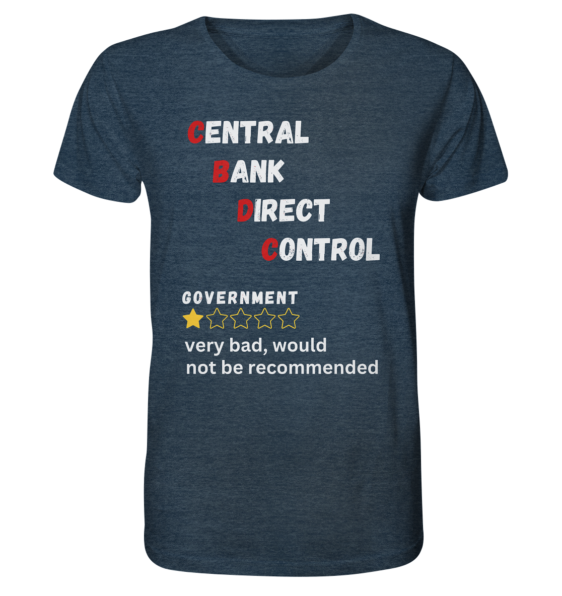 CENTRAL BANK DIRECT CONTROL - GOVERNMENT...not be recommended - STUDY BITCOIN - Organic Shirt (meliert)