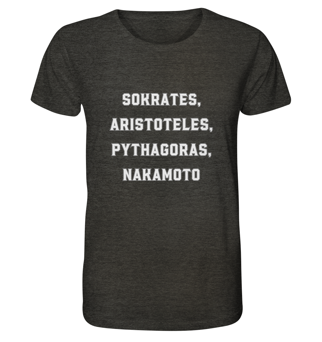 SOKRATES, ARISTOTELES, PHYTHAGORAS, NAKAMOTO - Organic Shirt (meliert)