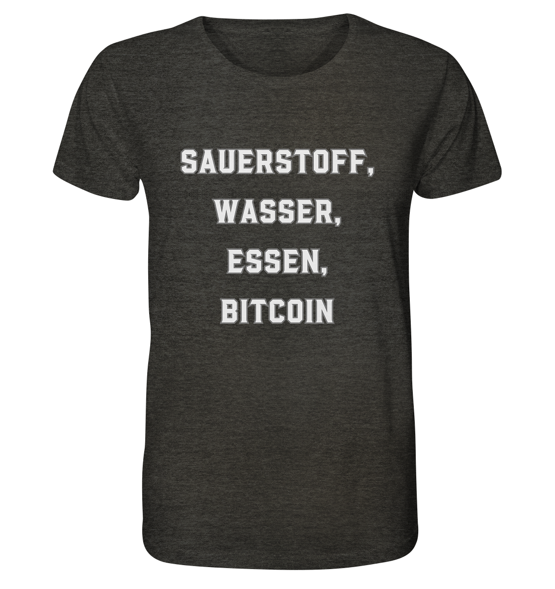 SAUERSTOFF, WASSER, ESSEN, BITCOIN - Organic Shirt (meliert)