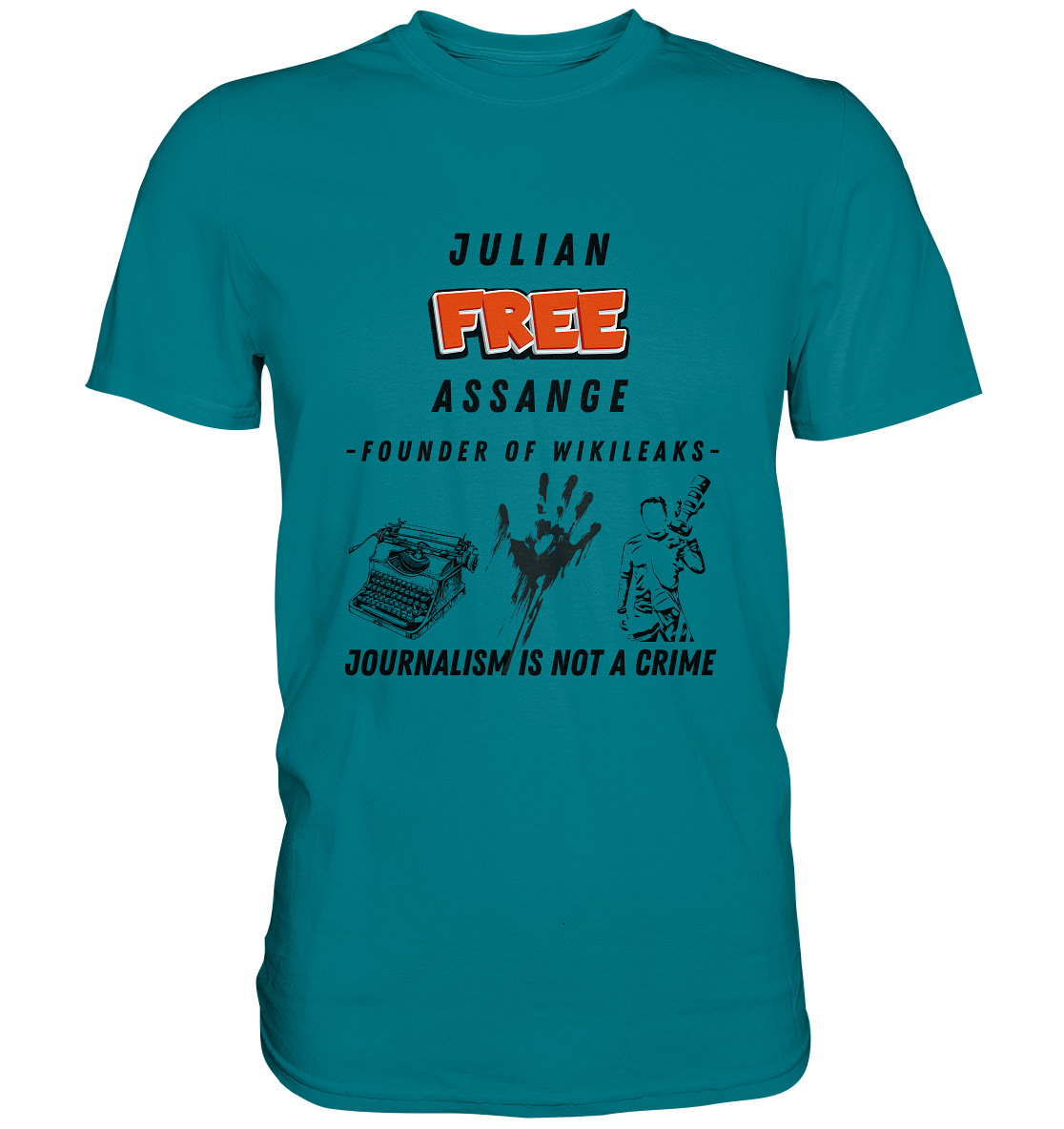 FREE JULIAN ASSANGE - FOUNDER OF WIKILEAKS - JOURNALISM IS NOT A CRIME (3 Grafiken) - Ladies Collection 21% Rabatt bis zum Halving 2024) - Premium Shirt