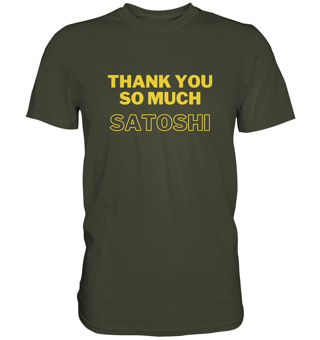 THANK YOU SO MUCH SATOSHI (gelbe Schrift) - LADIES COLLECTION 21% automat. Rabatt bis zum Halving 2024 - Premium Shirt