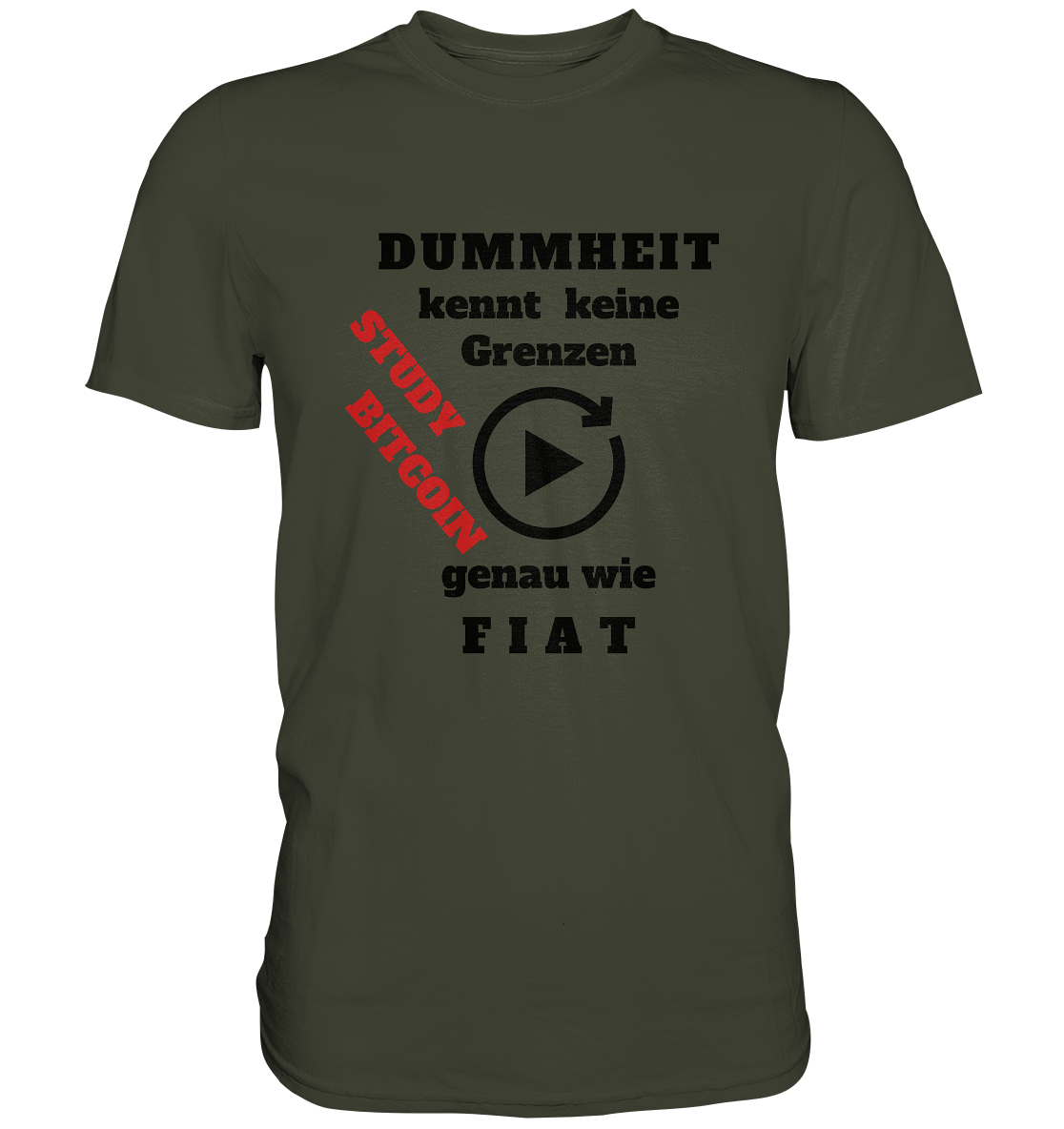 DUMMHEIT kennt keine Grenzen - genau wie FIAT - STUDY BITCOIN (schräg, rot) # ENDLOS-PLAYBUTTON - Ladies Collection 21% Rabatt bis zum Halving 2024 - Premium Shirt