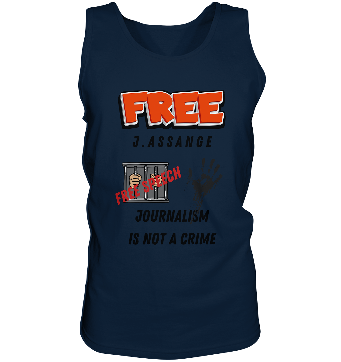 FREE J.ASSANGE - JOURNALISM IS NOT A CRIME, FREE SPEECH (2 GRAFIKEN) - Tank-Top