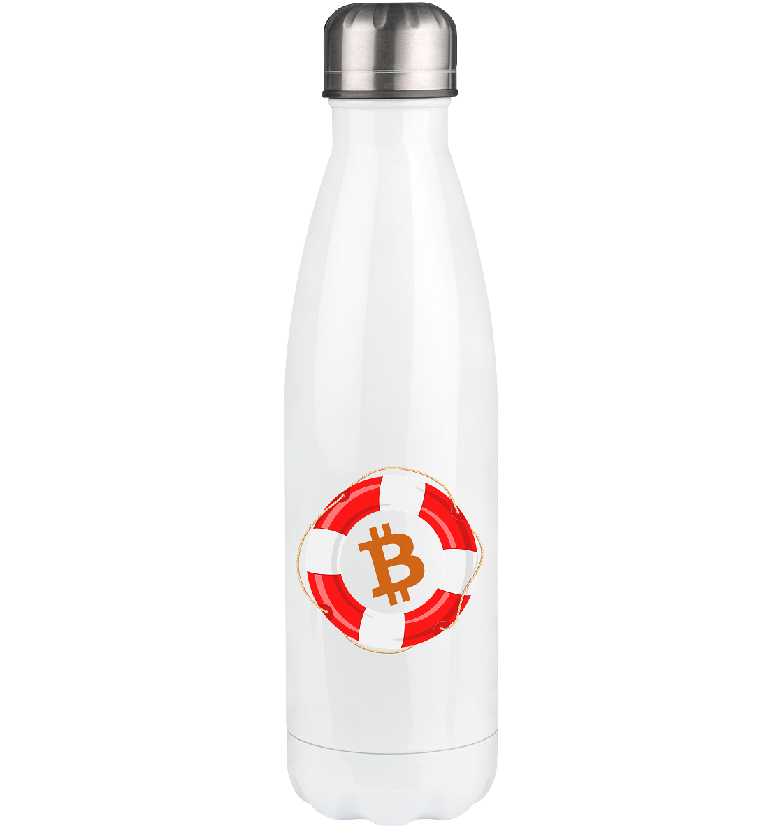 Bitcoin Rettungsring - minimalistisch - Thermoflasche 500ml