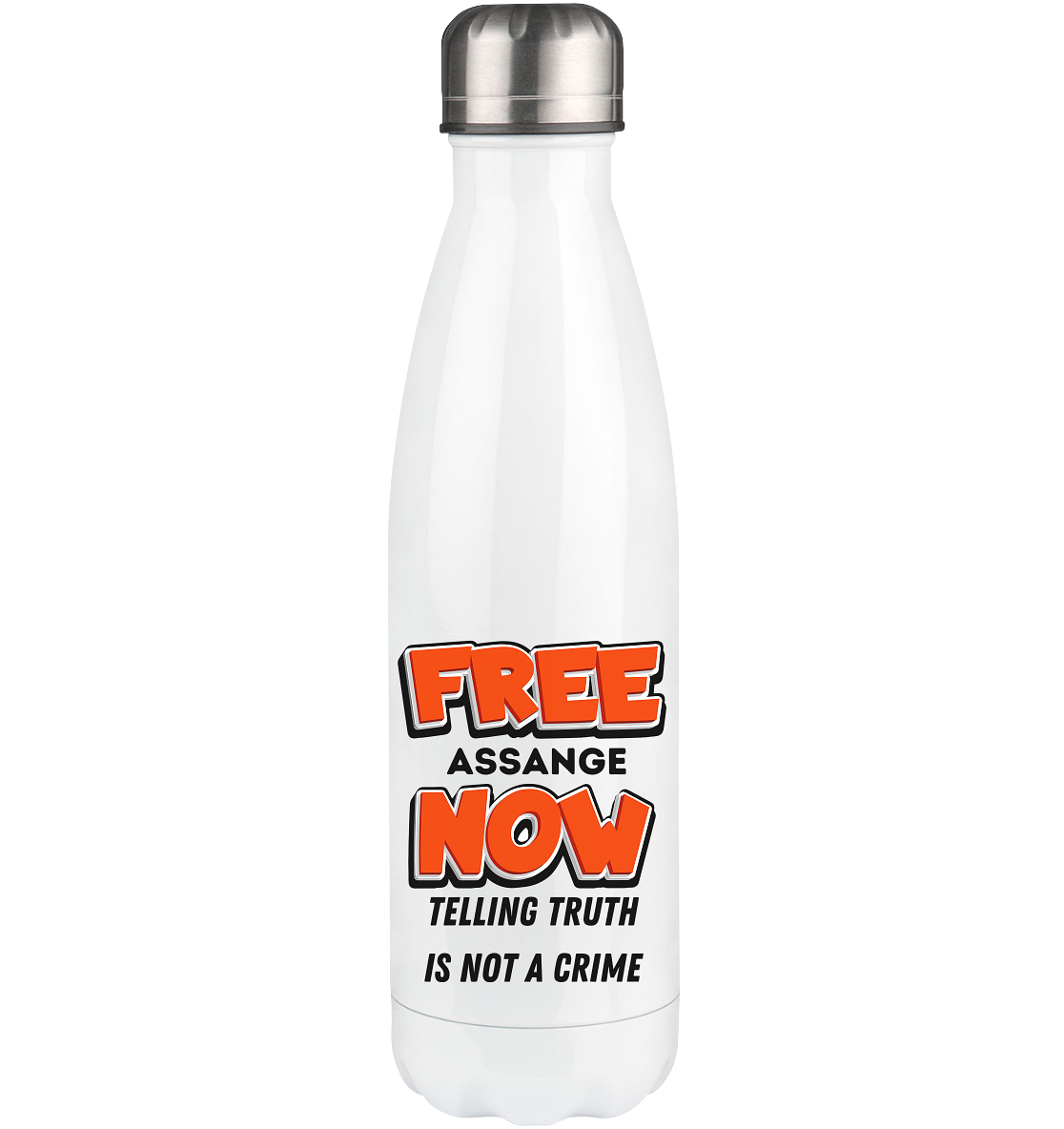 FREE ASSANGE NOW - TELLING TRUTH IS NOT A CRIME - Thermoflasche 500ml
