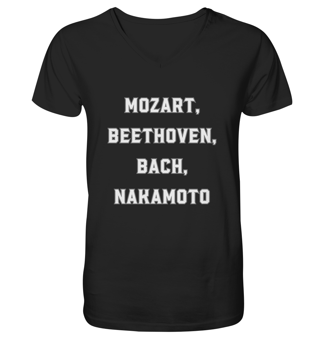 MOZART, BEETHOVEN, BACH, NAKAMOTO - V-Neck Shirt