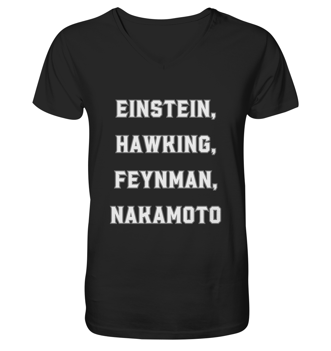 EINSTEIN, HAWKING, FEYNMAN, NAKAMOTO - V-Neck Shirt