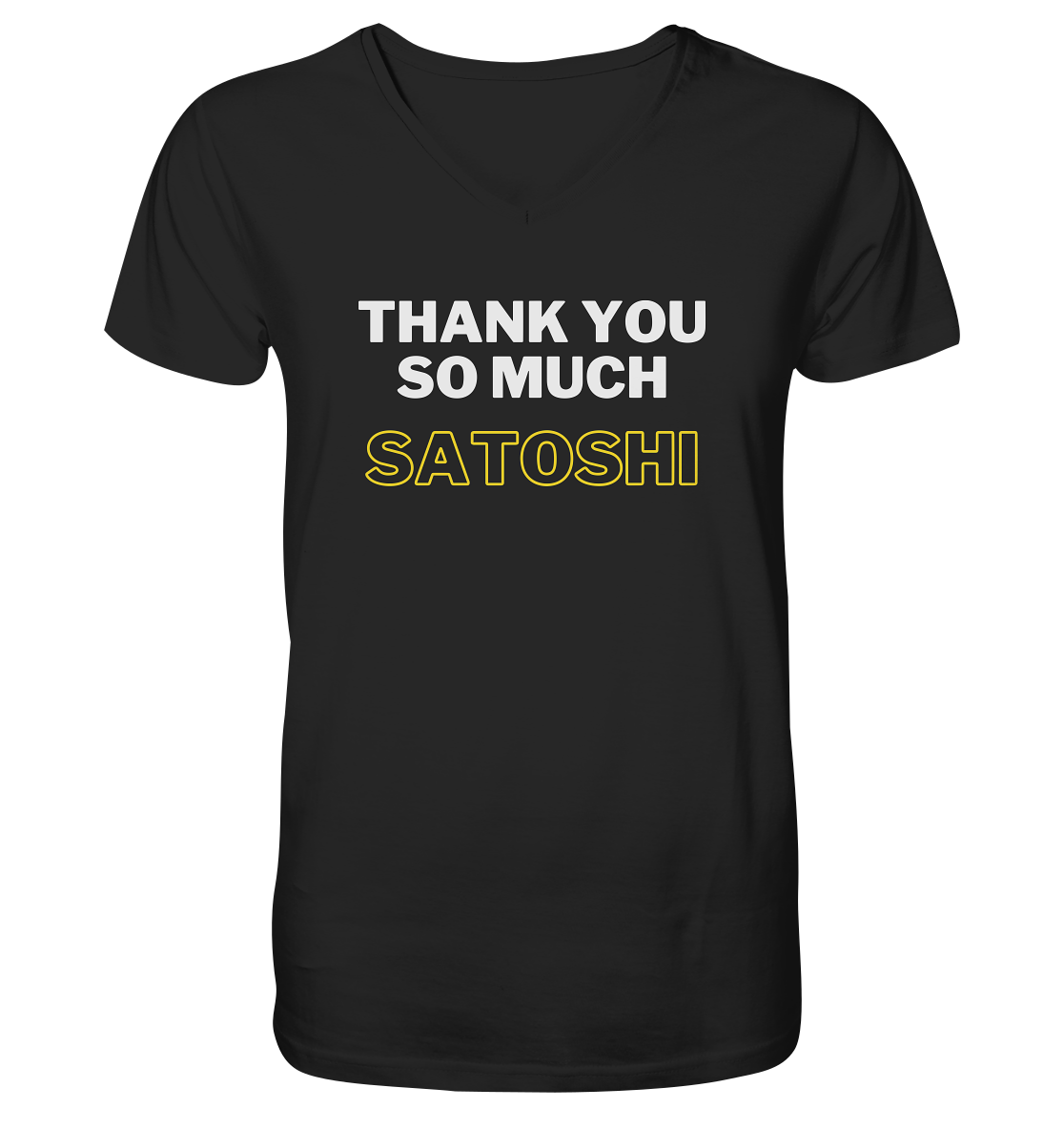THANK YOU SO MUCH SATOSHI (weiss / gelb) - V-Neck Shirt
