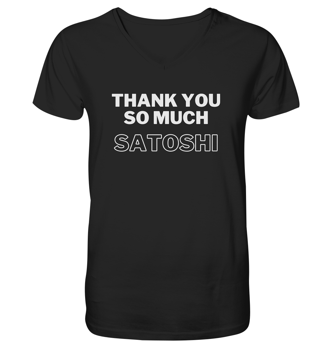 THANK YOU SO MUCH SATOSHI (Version pure white, andere Aufteilung) - V-Neck Shirt