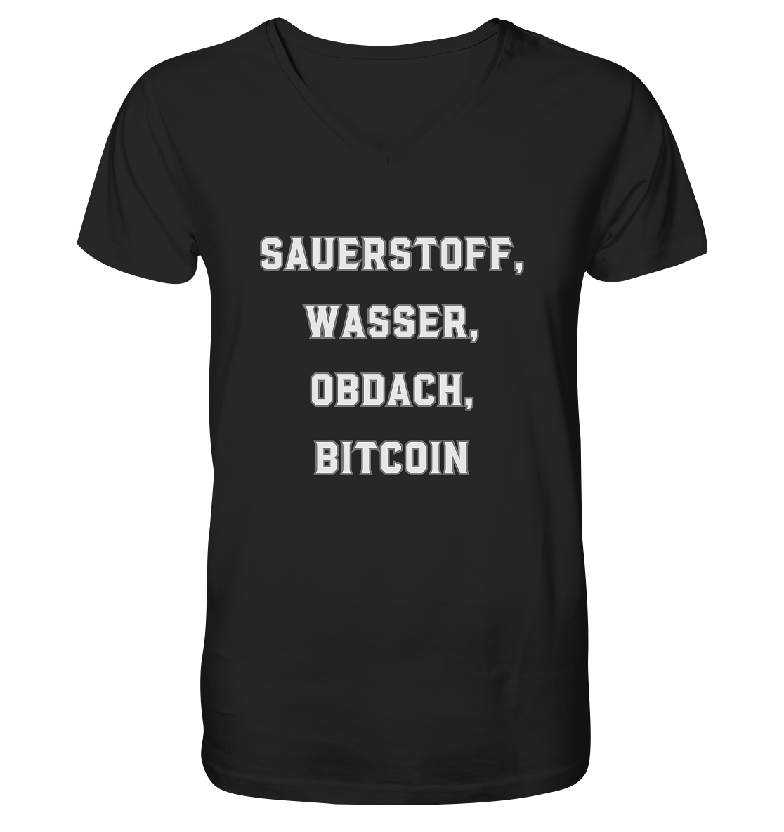 SAUERSTOFF, WASSER, OBDACH, BITCOIN - V-Neck Shirt