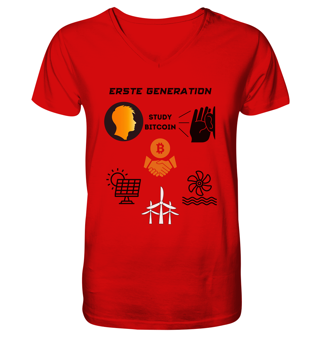 ERSTE (Bitcoin) GENERATION - STUDY BITCOIN - (green Energy 3 Grafiken) - V-Neck Shirt