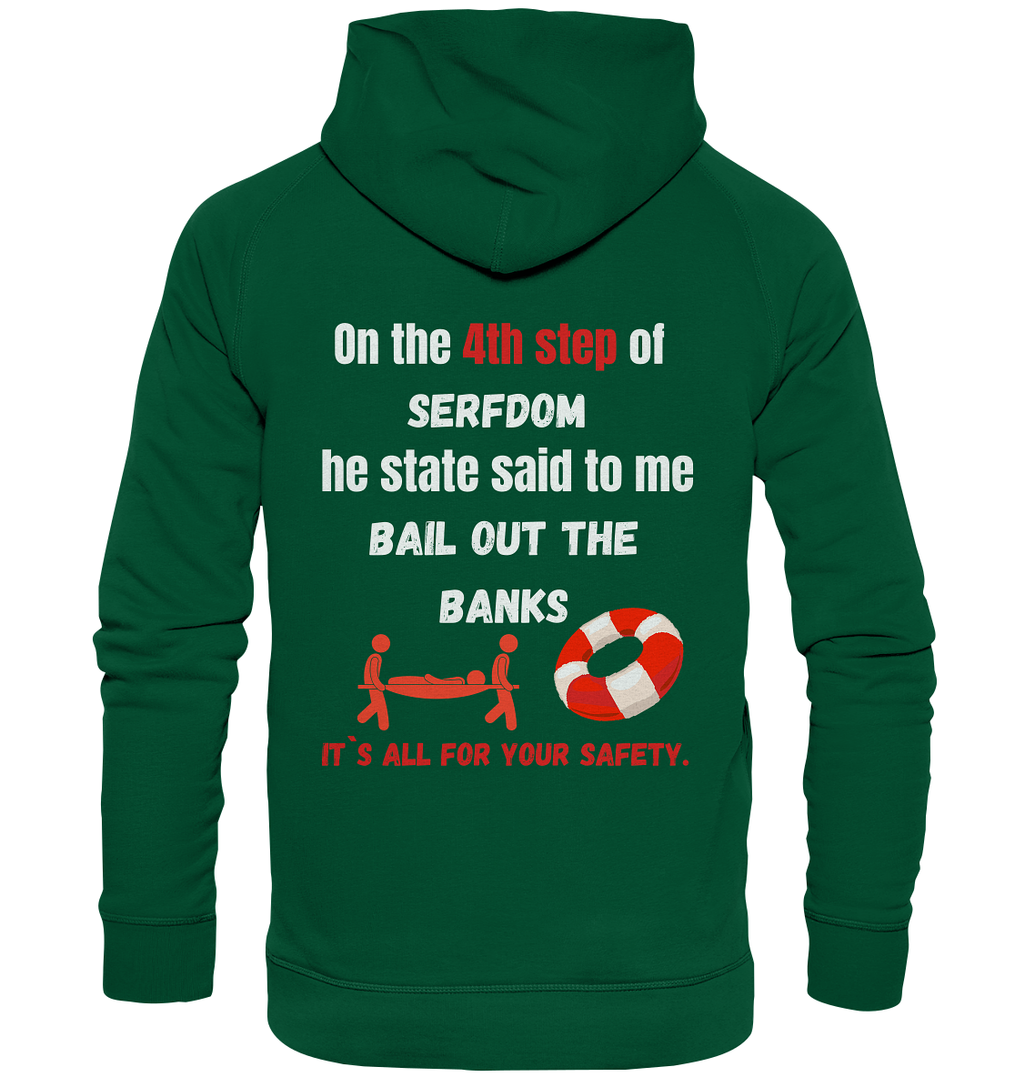 4th step of serfdom the state said to me: BAIL OUT THE BANKS # RÜCKENDRUCK # (Ladies Collection 21% Rabatt bis zum Halving 2024) - Basic Unisex Hoodie