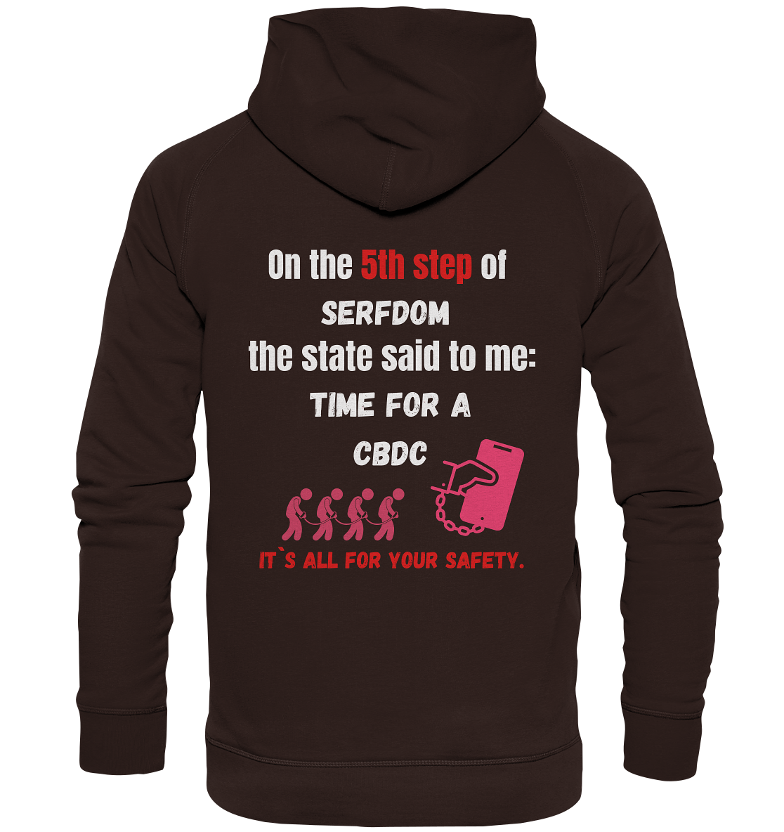 5th step of serfdom the state said to me: TIME FOR A CBDC # RÜCKENDRUCK # (Ladies Collection 21% Rabatt bis zum Halving 2024) - Basic Unisex Hoodie