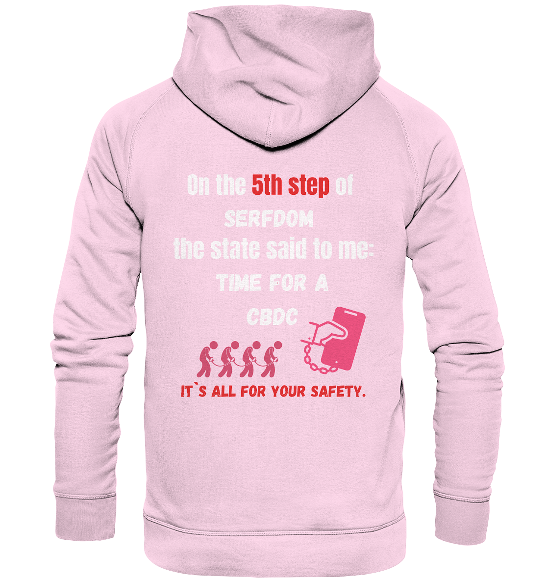 5th step of serfdom the state said to me: TIME FOR A CBDC # RÜCKENDRUCK # (Ladies Collection 21% Rabatt bis zum Halving 2024) - Basic Unisex Hoodie