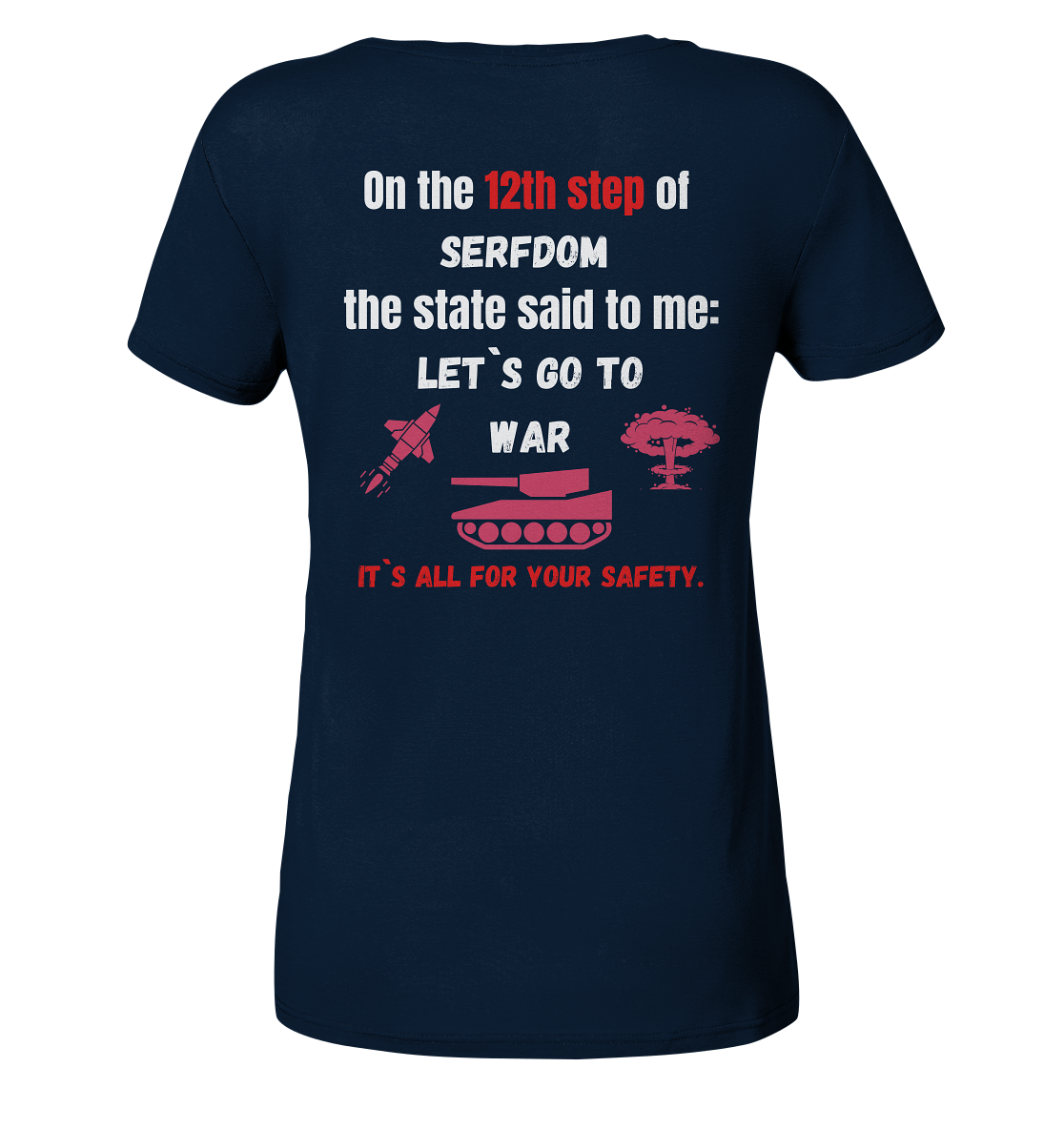 12th step of serfdom. Let`s go to war. # RÜCKENDRUCK # (Ladies Collection 21% Rabatt bis zum Halving 2024) - Ladies Organic Basic Shirt