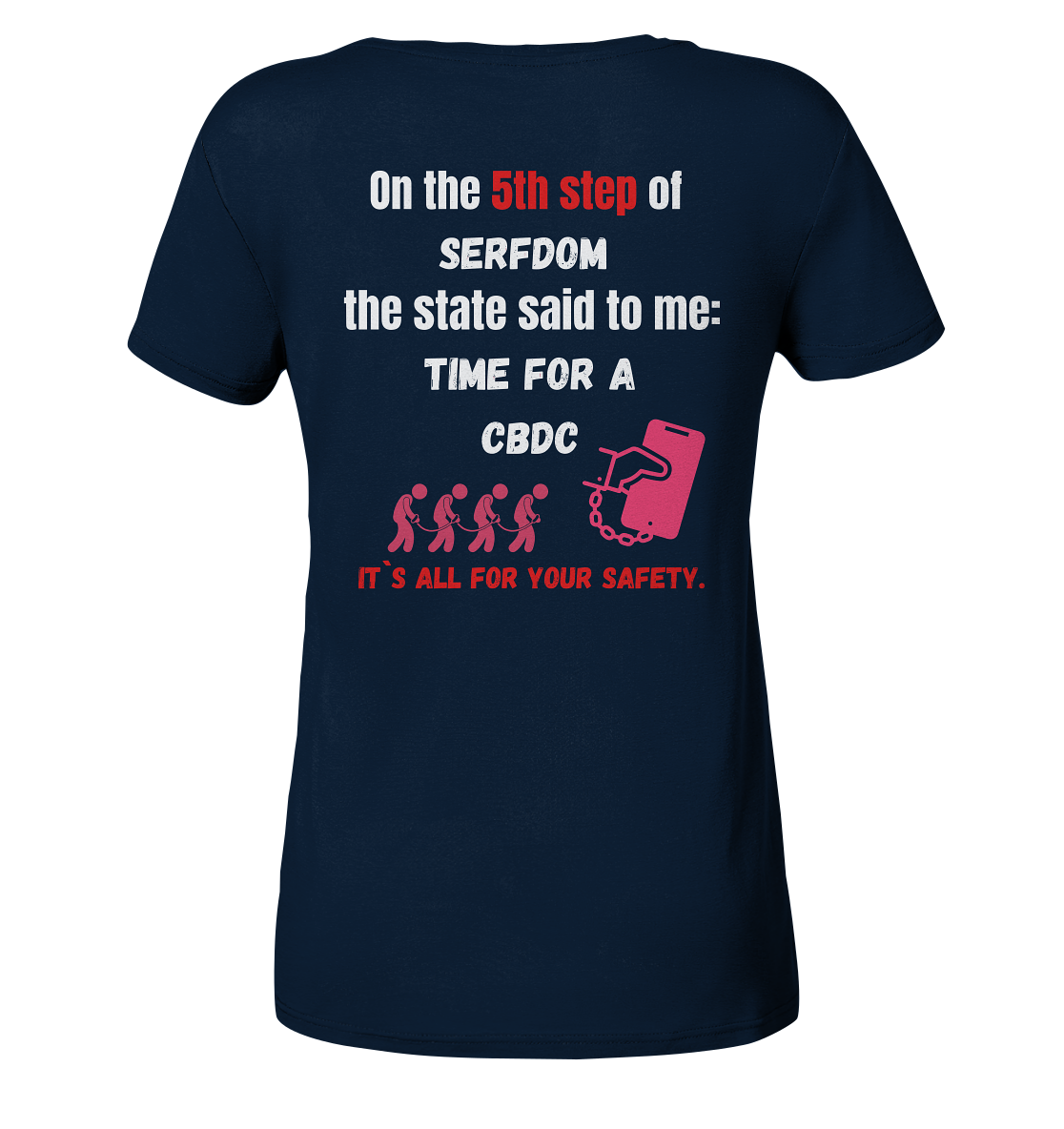 5th step of serfdom the state said to me: TIME FOR A CBDC # RÜCKENDRUCK # (Ladies Collection 21% Rabatt bis zum Halving 2024) - Ladies Organic Basic Shirt