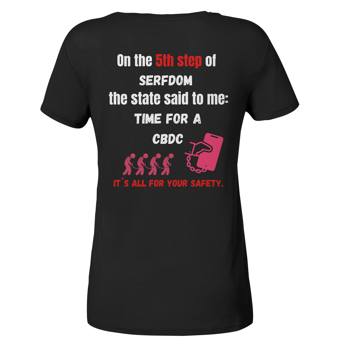 5th step of serfdom the state said to me: TIME FOR A CBDC # RÜCKENDRUCK # (Ladies Collection 21% Rabatt bis zum Halving 2024) - Ladies Organic Basic Shirt