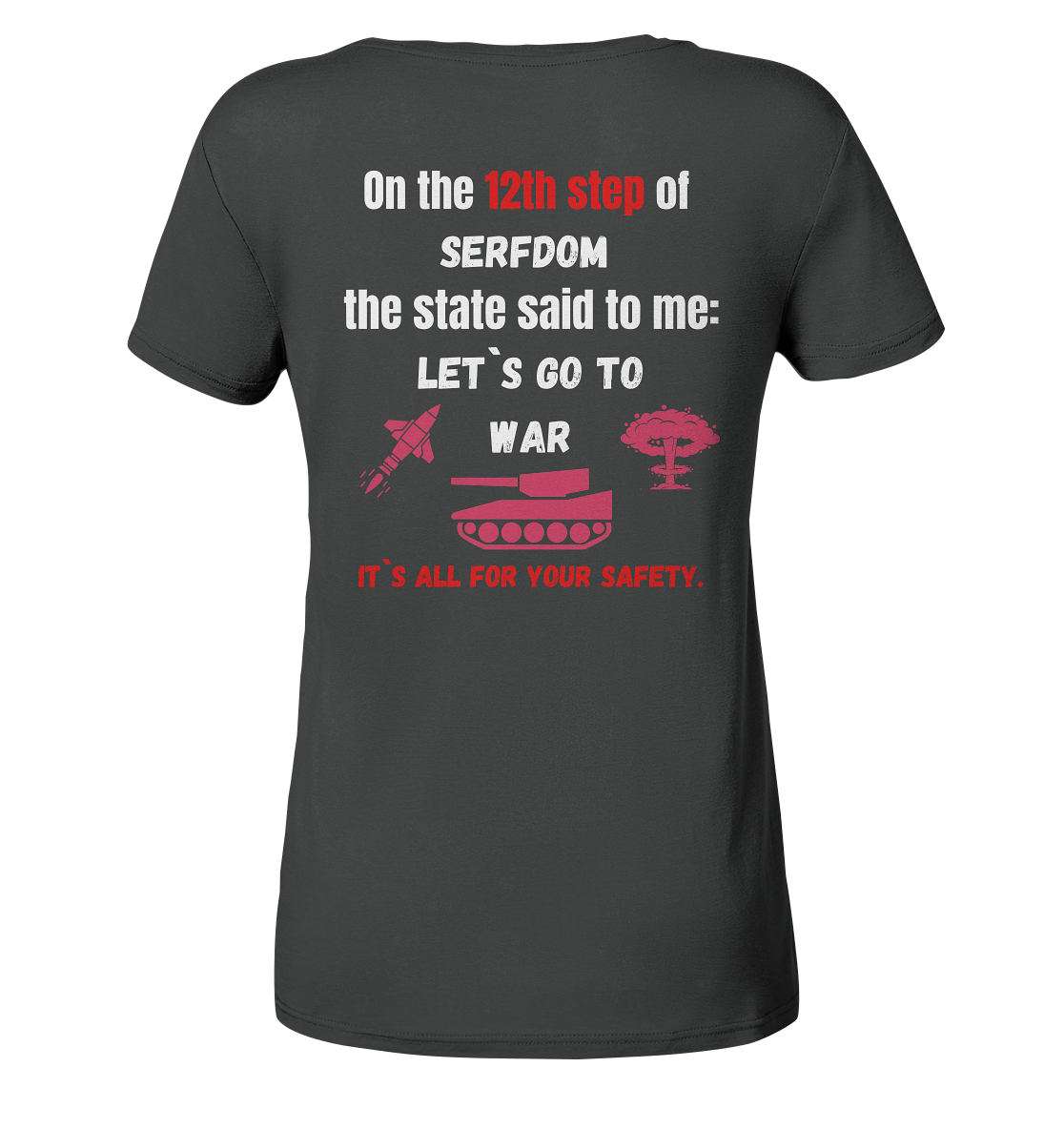 12th step of serfdom. Let`s go to war. # RÜCKENDRUCK # (Ladies Collection 21% Rabatt bis zum Halving 2024) - Ladies Organic Basic Shirt