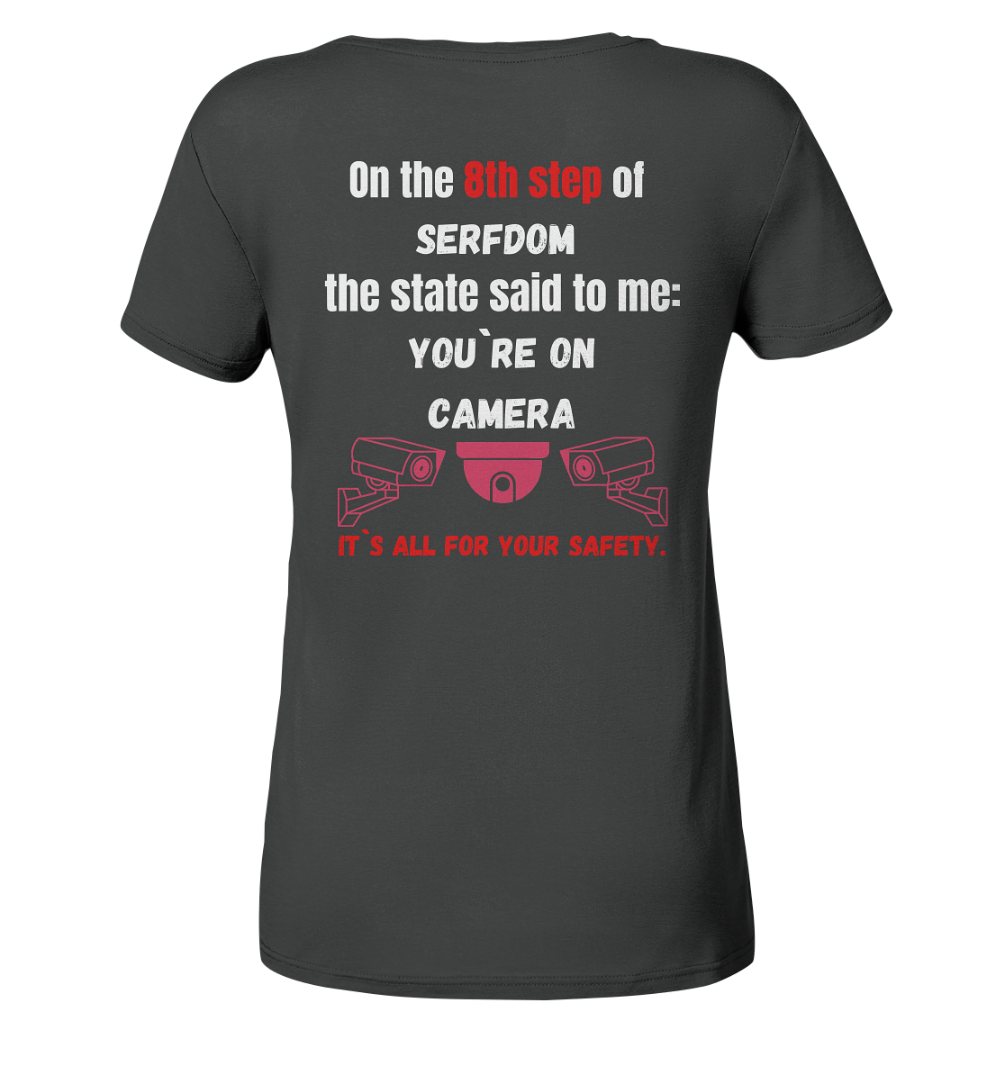 8th step of serfdom the state said to me: YOU`RE ON CAMERA # RÜCKENDRUCK # (Ladies Collection 21% Rabatt bis zum Halving 2024) - Ladies Organic Basic Shirt