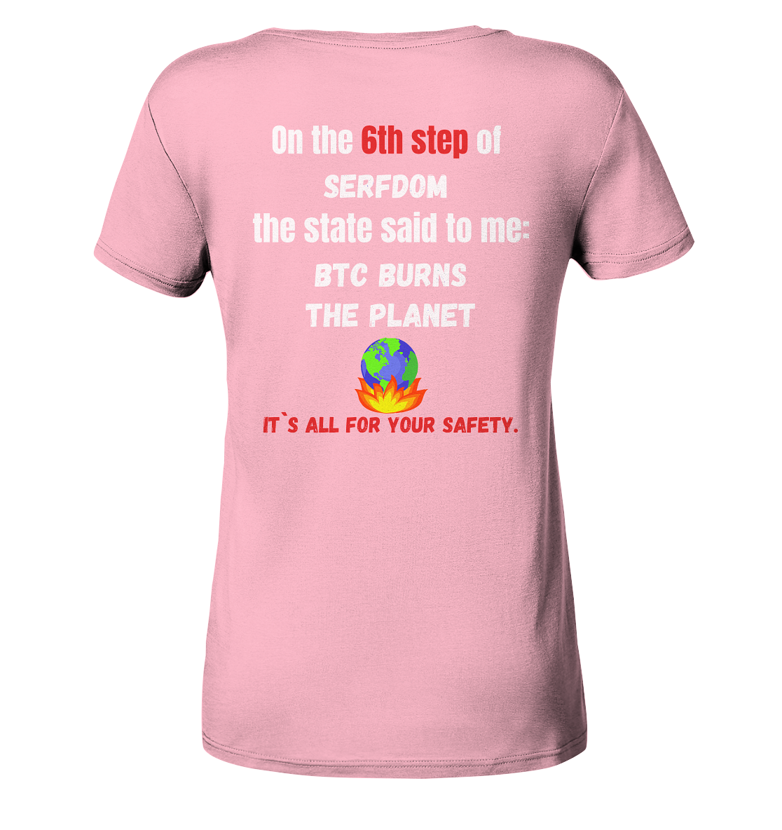 6th step of serfdom the state said to me: BTC BURNS THE PLANET # RÜCKENDRUCK # (Ladies Collection 21% Rabatt bis zum Halving 2024) - Ladies Organic Basic Shirt