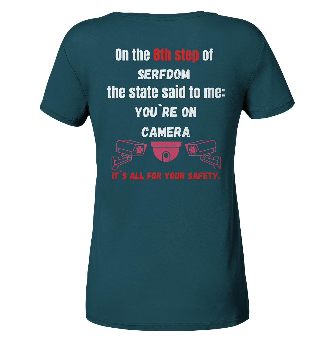 8th step of serfdom the state said to me: YOU`RE ON CAMERA # RÜCKENDRUCK # (Ladies Collection 21% Rabatt bis zum Halving 2024) - Ladies Organic Shirt