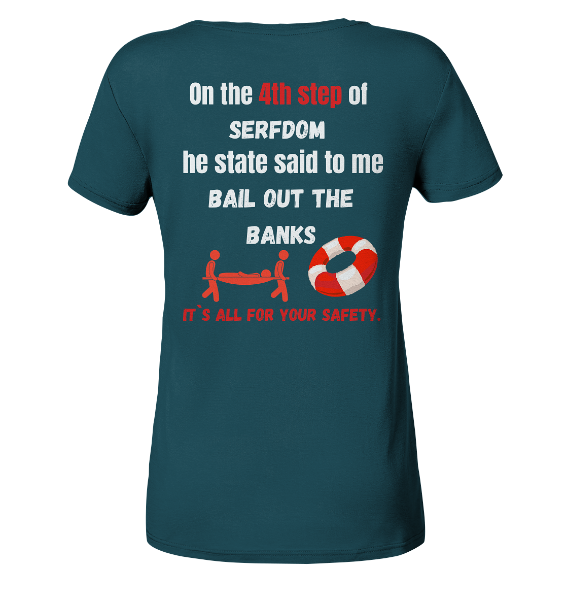 4th step of serfdom the state said to me: BAIL OUT THE BANKS # RÜCKENDRUCK # (Ladies Collection 21% Rabatt bis zum Halving 2024) - Ladies Organic Shirt