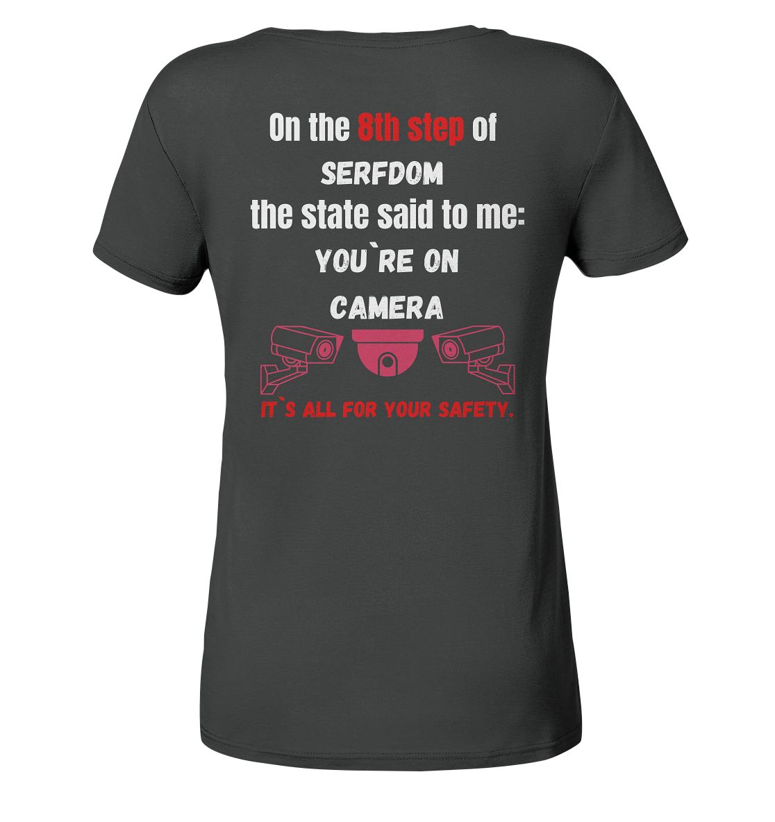 8th step of serfdom the state said to me: YOU`RE ON CAMERA # RÜCKENDRUCK # (Ladies Collection 21% Rabatt bis zum Halving 2024) - Ladies Organic Shirt