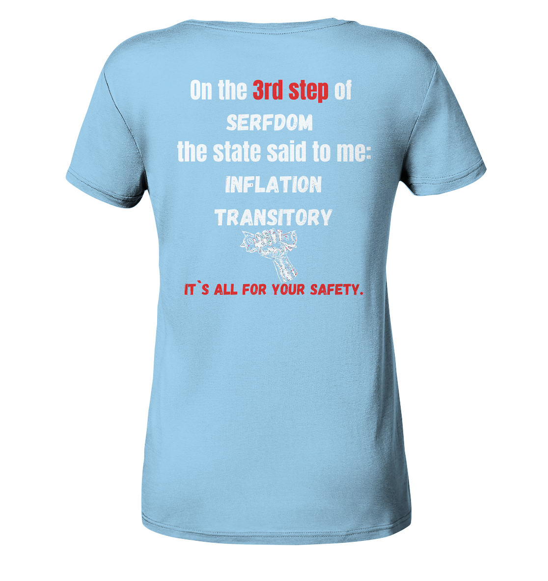 3rd step of serfdom the state said to me: INFLATION TRANSITORY # RÜCKENDRUCK # (Ladies Collection 21% Rabatt bis zum Halving 2024) - Ladies Organic Shirt
