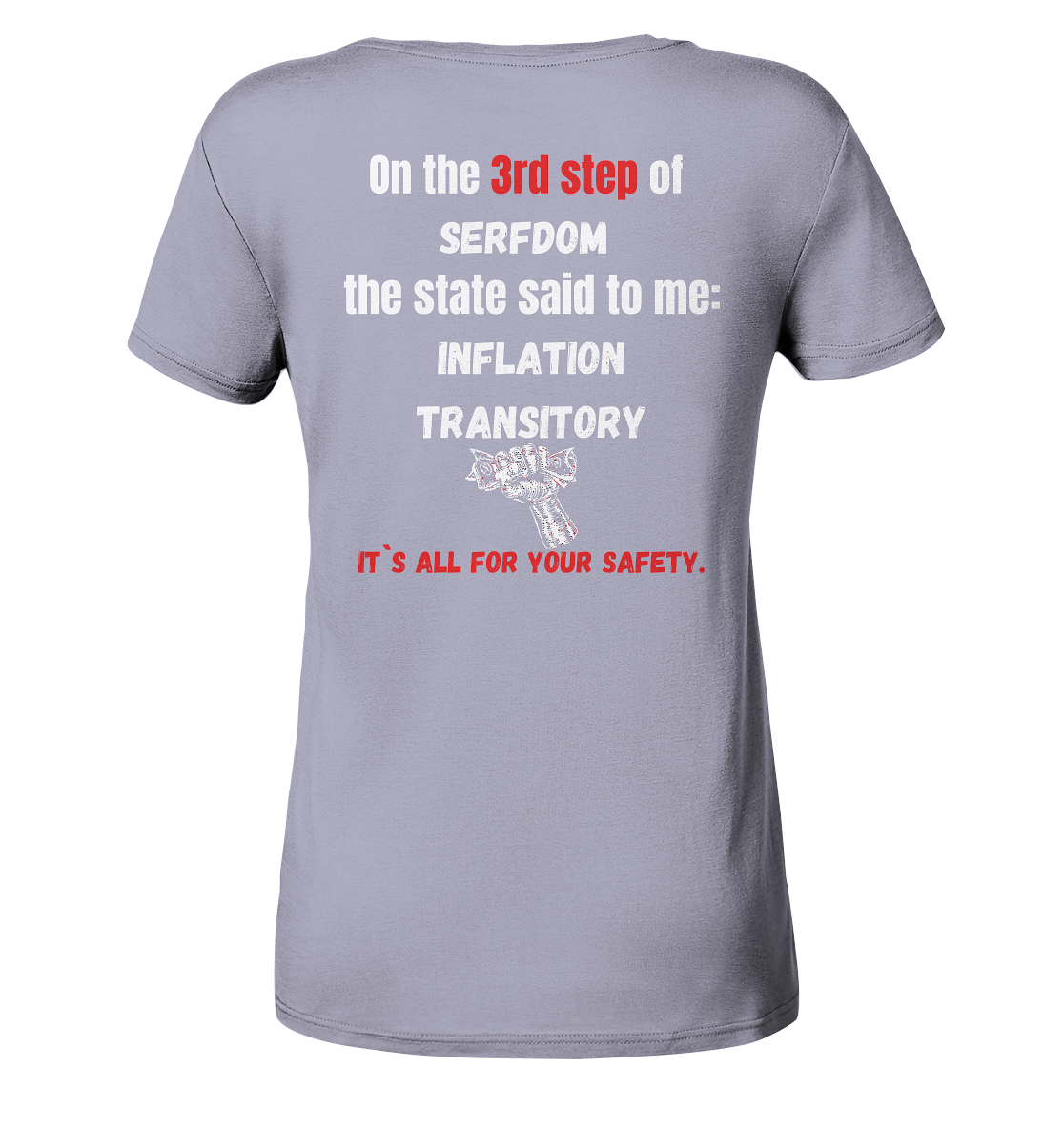 3rd step of serfdom the state said to me: INFLATION TRANSITORY # RÜCKENDRUCK # (Ladies Collection 21% Rabatt bis zum Halving 2024) - Ladies Organic Shirt