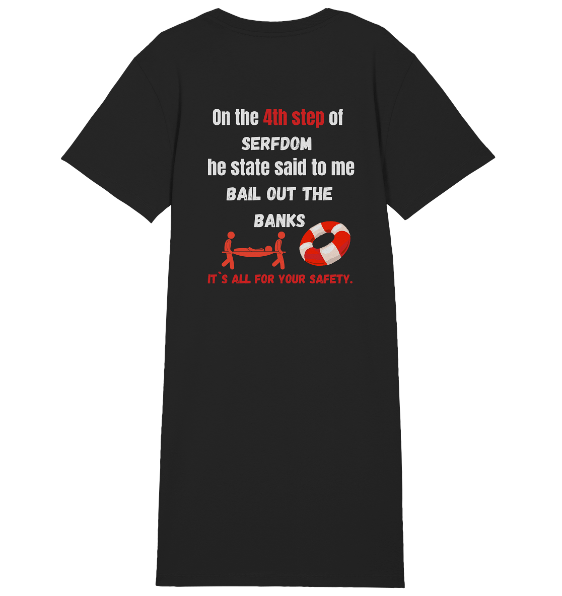 4th step of serfdom the state said to me: BAIL OUT THE BANKS # RÜCKENDRUCK # (Ladies Collection 21% Rabatt bis zum Halving 2024) - Ladies Organic Shirt Dress