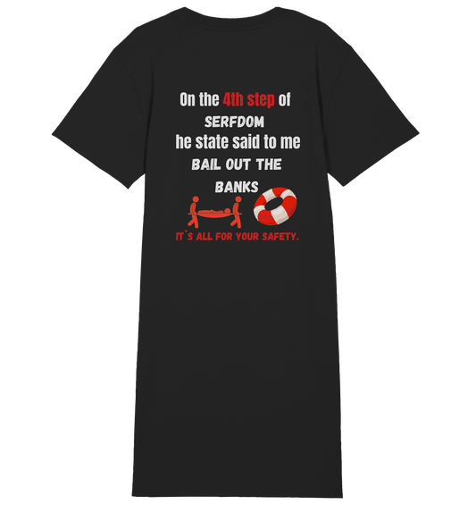 4th step of serfdom the state said to me: BAIL OUT THE BANKS # RÜCKENDRUCK # (Ladies Collection 21% Rabatt bis zum Halving 2024) - Ladies Organic Shirt Dress