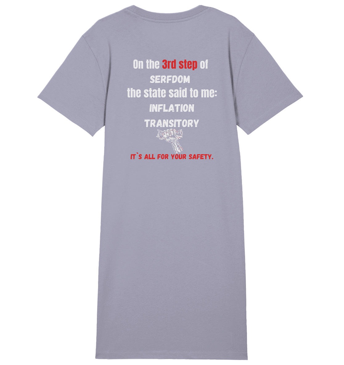 3rd step of serfdom the state said to me: INFLATION TRANSITORY # RÜCKENDRUCK # (Ladies Collection 21% Rabatt bis zum Halving 2024) - Ladies Organic Shirt Dress