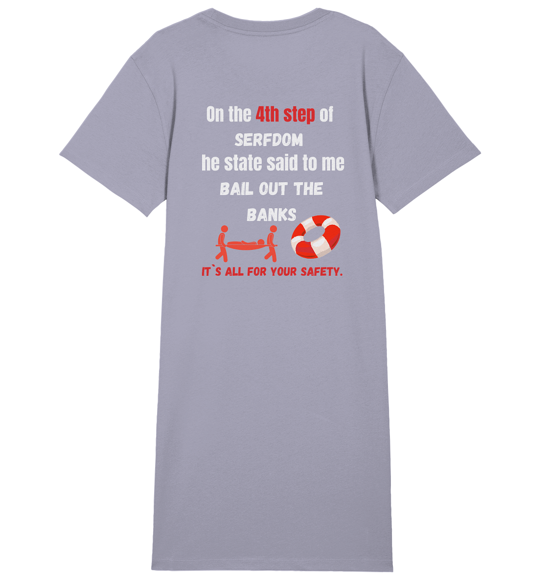 4th step of serfdom the state said to me: BAIL OUT THE BANKS # RÜCKENDRUCK # (Ladies Collection 21% Rabatt bis zum Halving 2024) - Ladies Organic Shirt Dress