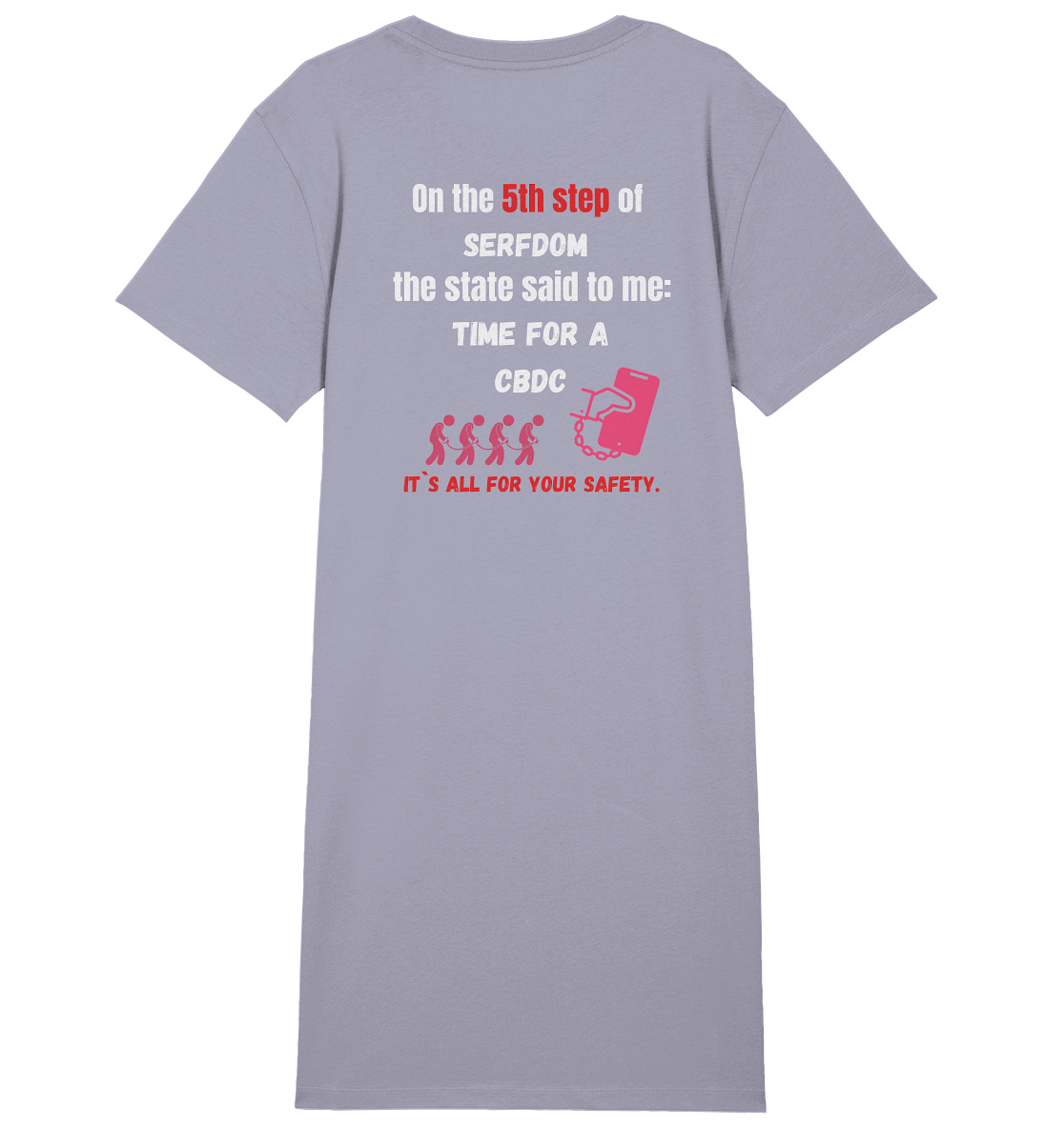 5th step of serfdom the state said to me: TIME FOR A CBDC # RÜCKENDRUCK # (Ladies Collection 21% Rabatt bis zum Halving 2024) - Ladies Organic Shirt Dress