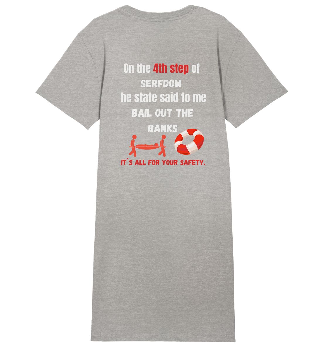 4th step of serfdom the state said to me: BAIL OUT THE BANKS # RÜCKENDRUCK # (Ladies Collection 21% Rabatt bis zum Halving 2024) - Ladies Organic Shirt Dress