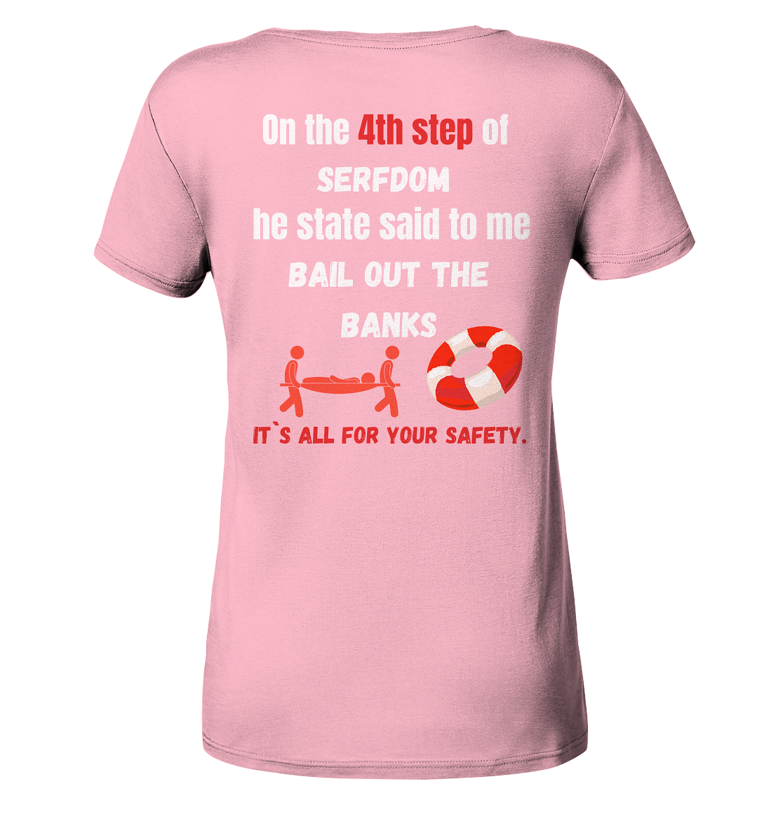4th step of serfdom the state said to me: BAIL OUT THE BANKS # RÜCKENDRUCK # (Ladies Collection 21% Rabatt bis zum Halving 2024) - Ladies Organic Shirt