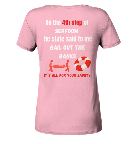 4th step of serfdom the state said to me: BAIL OUT THE BANKS # RÜCKENDRUCK # (Ladies Collection 21% Rabatt bis zum Halving 2024) - Ladies Organic Shirt