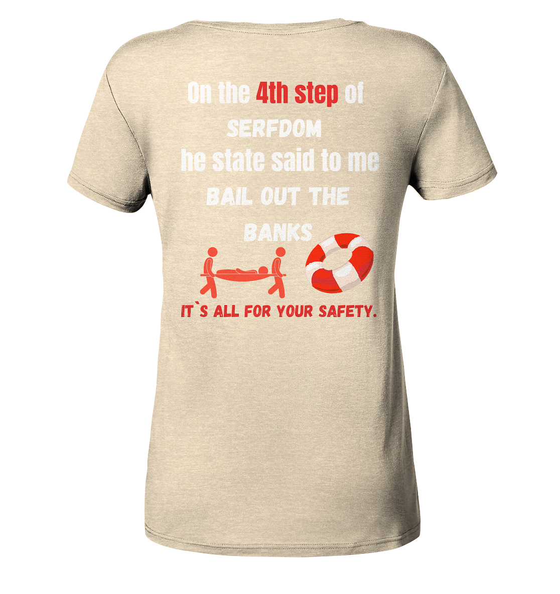 4th step of serfdom the state said to me: BAIL OUT THE BANKS # RÜCKENDRUCK # (Ladies Collection 21% Rabatt bis zum Halving 2024) - Ladies Organic Shirt