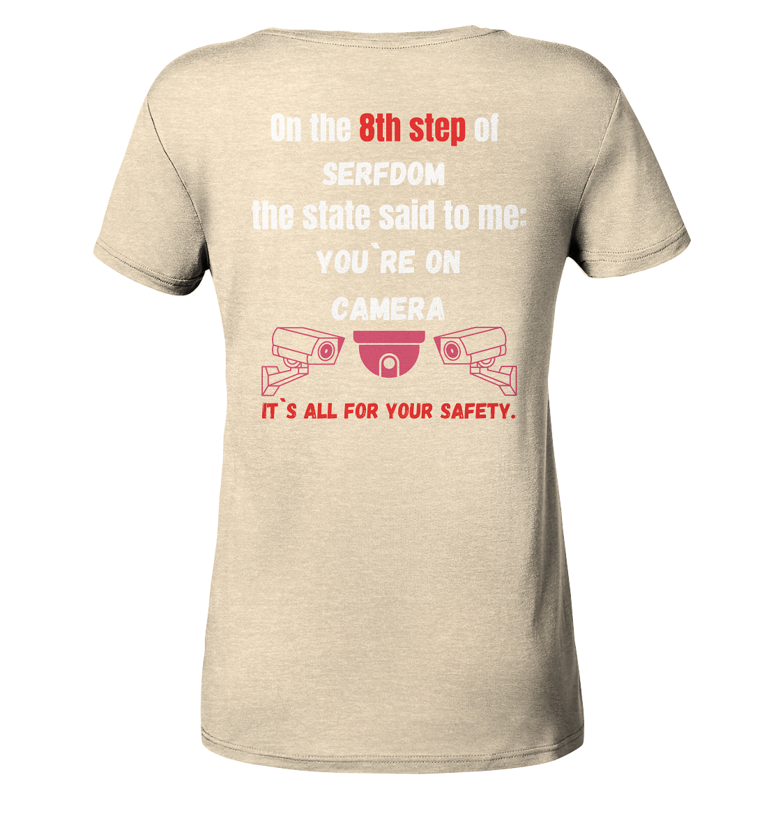 8th step of serfdom the state said to me: YOU`RE ON CAMERA # RÜCKENDRUCK # (Ladies Collection 21% Rabatt bis zum Halving 2024) - Ladies Organic Shirt