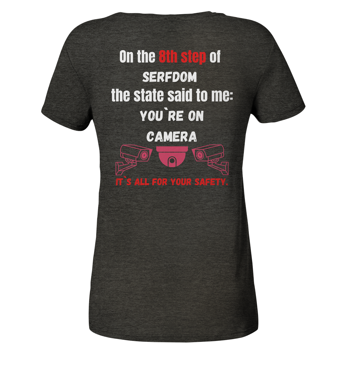 8th step of serfdom the state said to me: YOU`RE ON CAMERA # RÜCKENDRUCK # (Ladies Collection 21% Rabatt bis zum Halving 2024) - Ladies Organic Shirt (meliert)