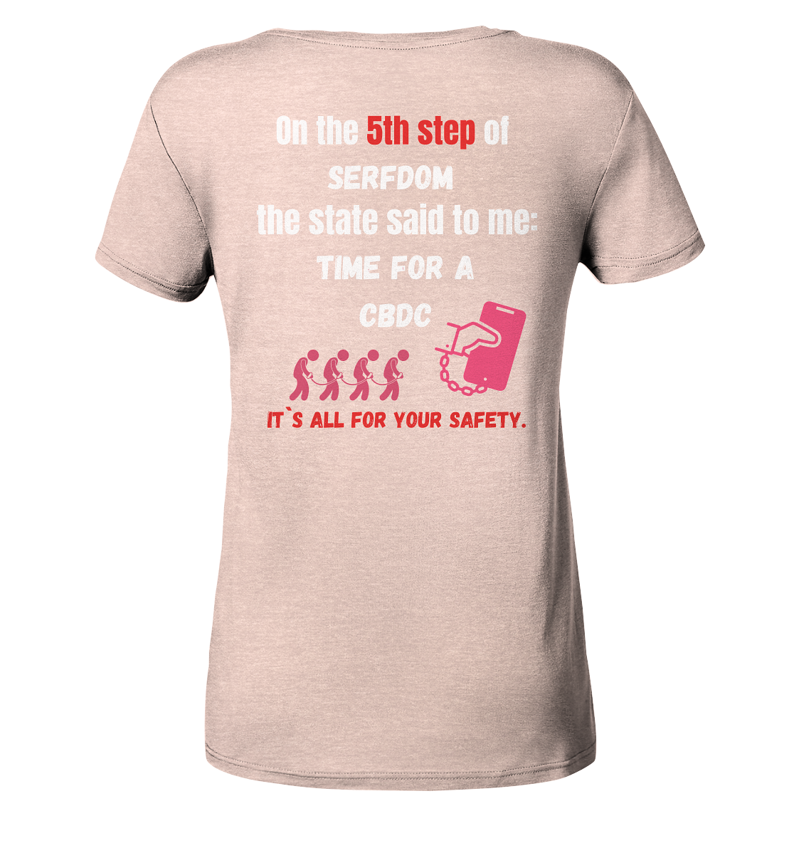 5th step of serfdom the state said to me: TIME FOR A CBDC # RÜCKENDRUCK # (Ladies Collection 21% Rabatt bis zum Halving 2024) - Ladies Organic Shirt (meliert)