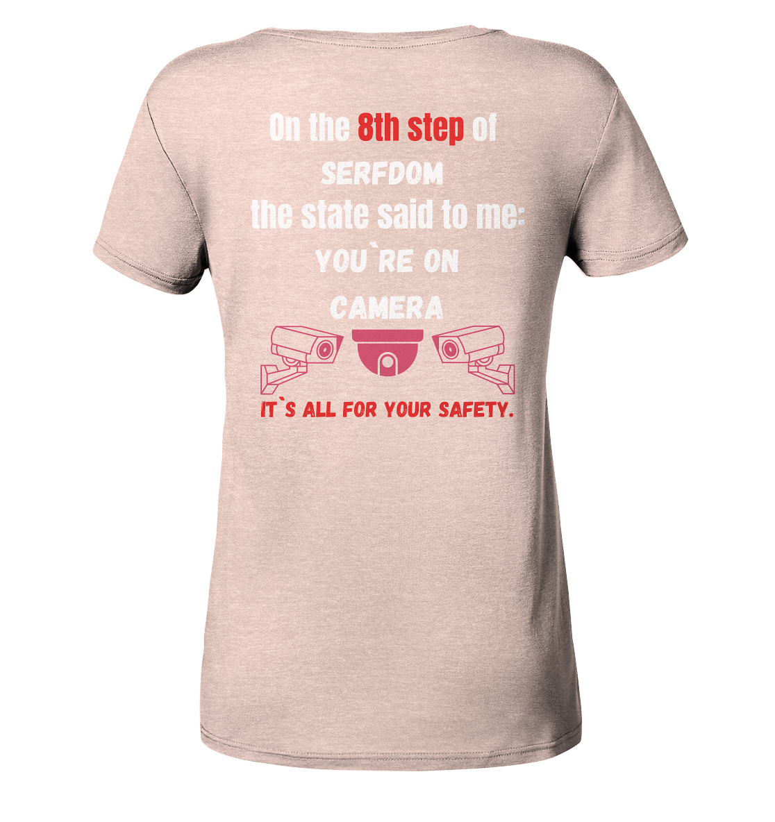 8th step of serfdom the state said to me: YOU`RE ON CAMERA # RÜCKENDRUCK # (Ladies Collection 21% Rabatt bis zum Halving 2024) - Ladies Organic Shirt (meliert)