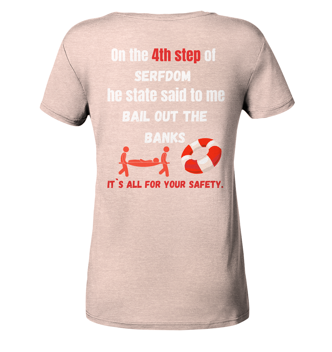 4th step of serfdom the state said to me: BAIL OUT THE BANKS # RÜCKENDRUCK # (Ladies Collection 21% Rabatt bis zum Halving 2024) - Ladies Organic Shirt (meliert)