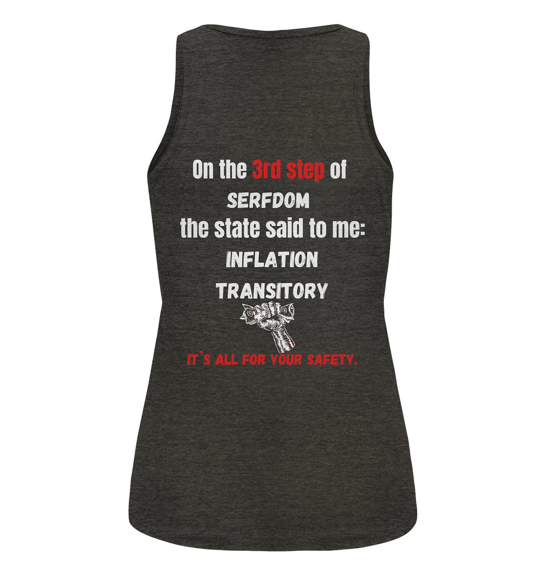 3rd step of serfdom the state said to me: INFLATION TRANSITORY # RÜCKENDRUCK # (Ladies Collection 21% Rabatt bis zum Halving 2024) - Ladies Organic Tank-Top